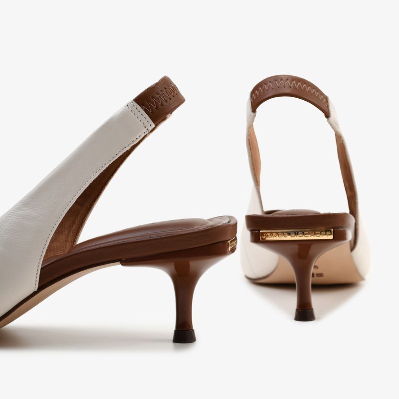 Slingback Off White Algodão Couro - Jorge Bischoff | Sapatos