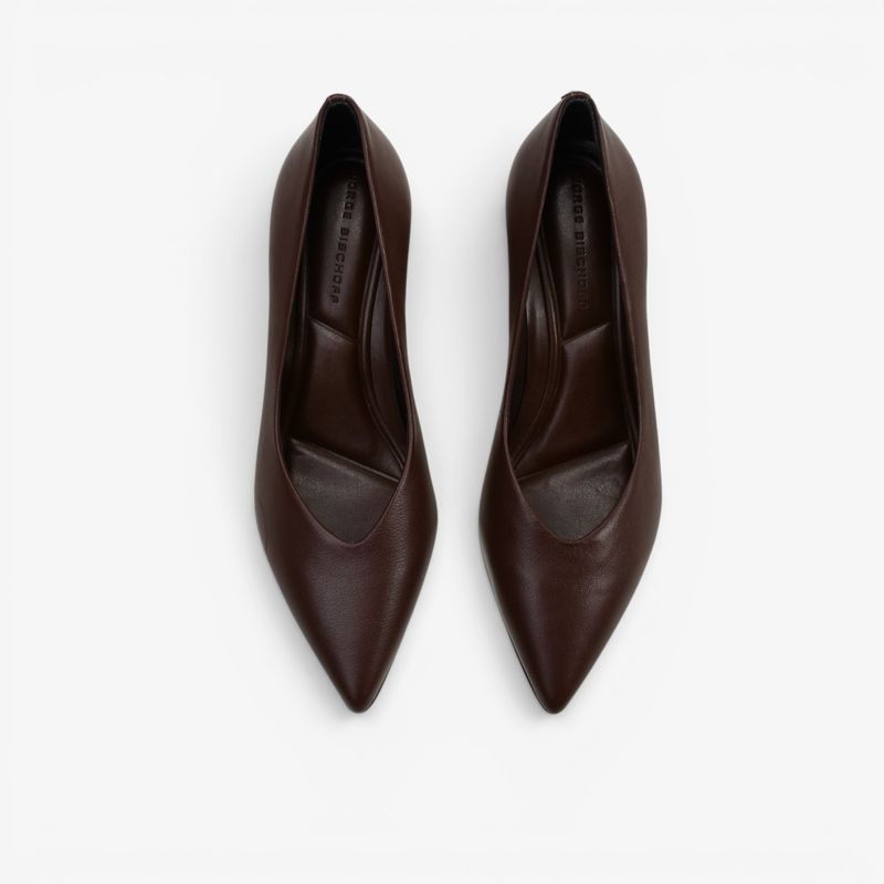 jam　123ブラウン38 Scarpin Salto Bloco Marrom Cafe Couro - Sapatos, Bolsas