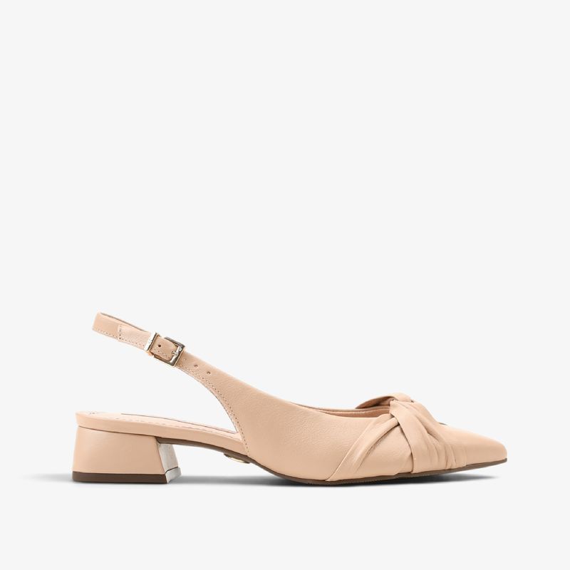 Slingback Nude Areia Couro - Sapatos, Bolsas, Acessórios em Couro