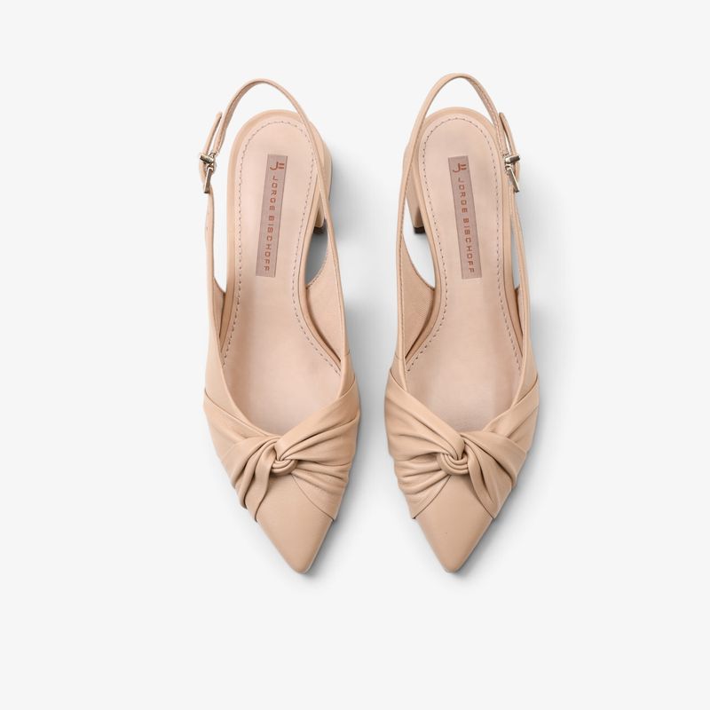 Slingback Nude Areia Couro - Sapatos, Bolsas, Acessórios em Couro